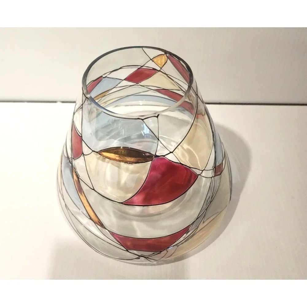 Vintage PartyLite Mosaic Calypso Stained Glass Jar Candle Shade Topper - Picture 2 of 4